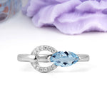Unique 2-Prong Marquise Cut Aquamarine Engagement Ring - Additional view