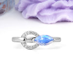 Unique 2-Prong Marquise Cut Moonstone Engagement Ring - Additional view