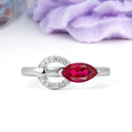 Unique 2-Prong Marquise Cut Ruby Engagement Ring - Additional view
