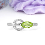 Unique 2-Prong Marquise Cut Peridot Engagement Ring - Additional view