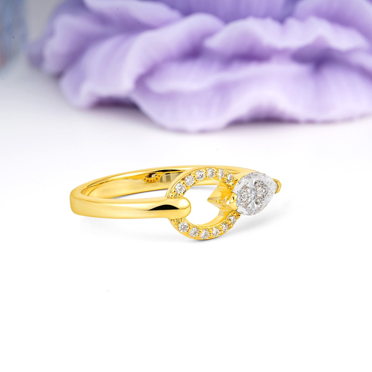 Unique 2-Prong Marquise Cut Moissanite Engagement Ring - Additional view