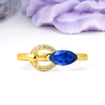 Unique 2-Prong Marquise Cut Sapphire Engagement Ring - Additional view