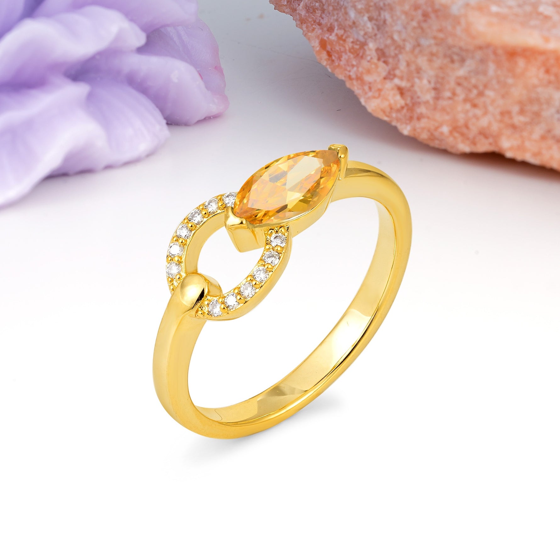 Unique 2-Prong Marquise Cut Citrine Engagement Ring - Additional view