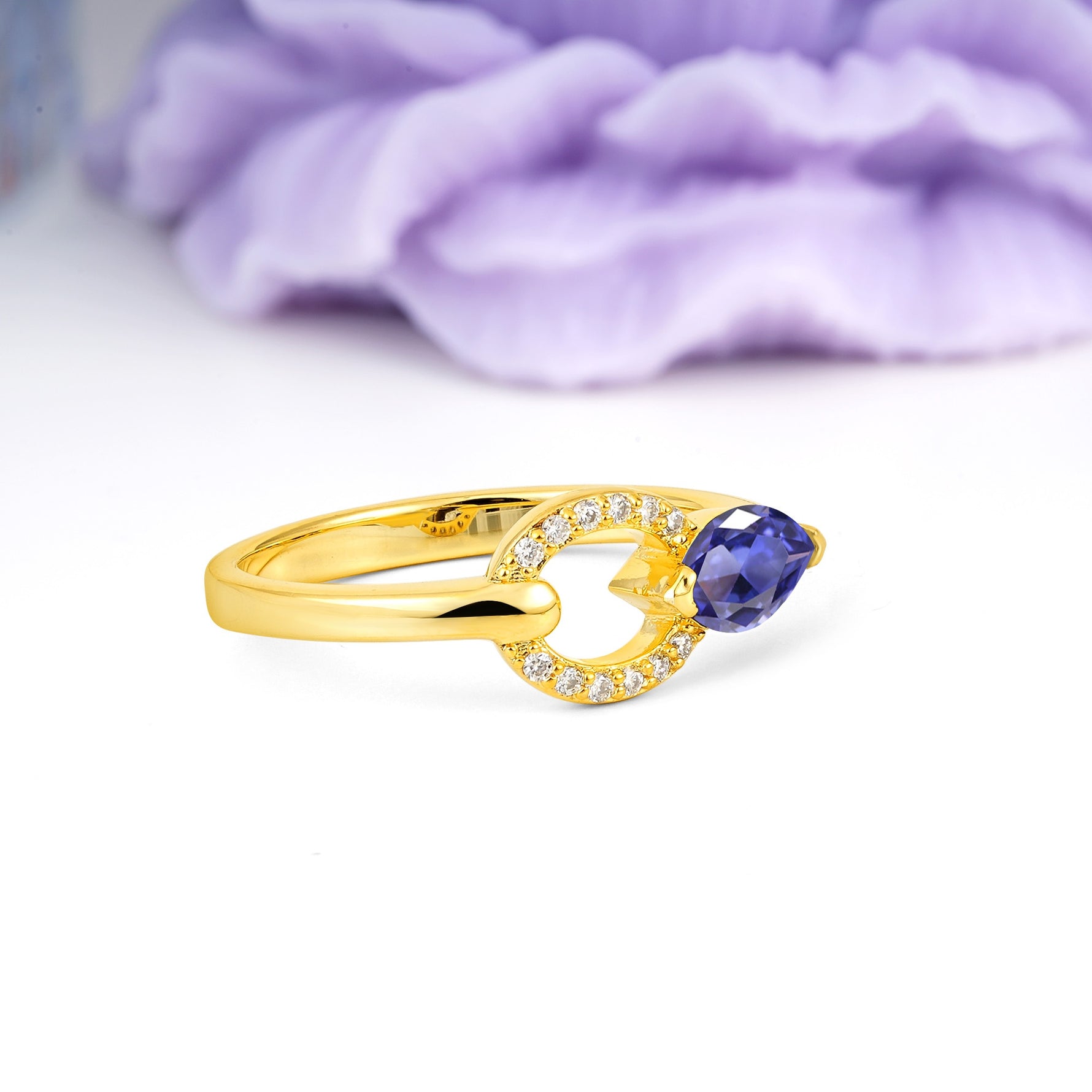 Unique 2-Prong Marquise Cut Tanzanite Engagement Ring - Additional view