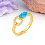 Unique 2-Prong Marquise Cut Turquoise Engagement Ring - Additional view