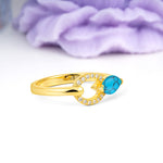 Unique 2-Prong Marquise Cut Turquoise Engagement Ring - Additional view