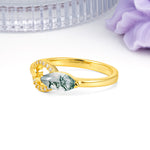 Unique 2-Prong Marquise Cut Moss Agate Engagement Ring - Additional view