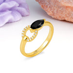 Unique 2-Prong Marquise Cut Black Onyx Engagement Ring - Additional view