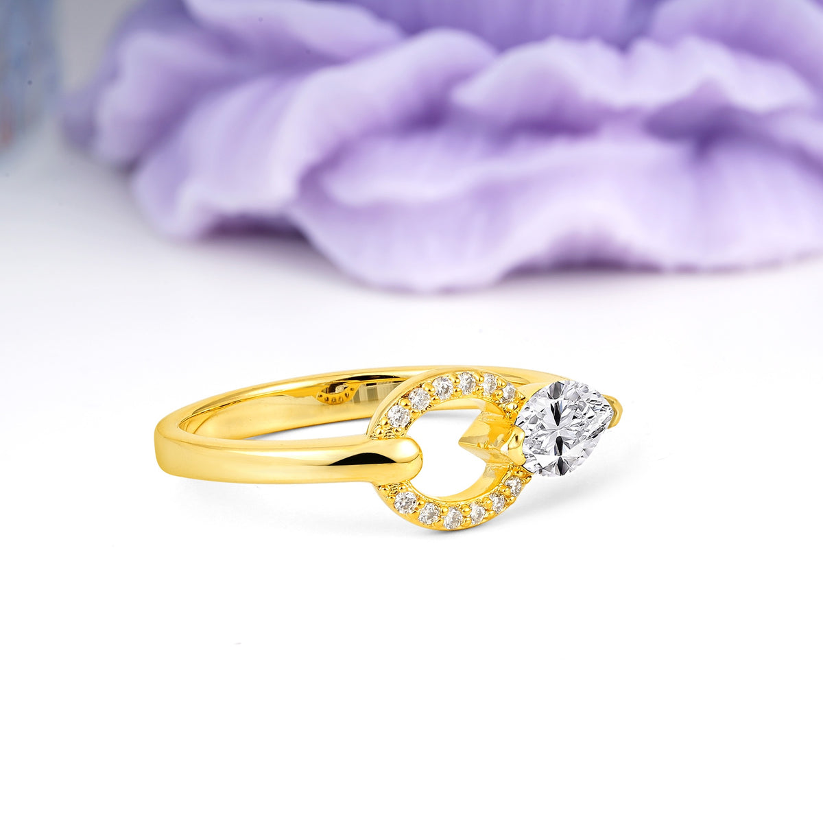 Unique 2-Prong Marquise Cut Lab Diamond Engagement Ring - Additional view