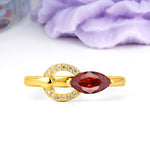 Unique 2-Prong Marquise Cut Garnet Engagement Ring - Additional view