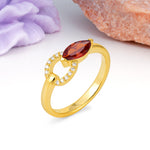 Unique 2-Prong Marquise Cut Garnet Engagement Ring - Additional view