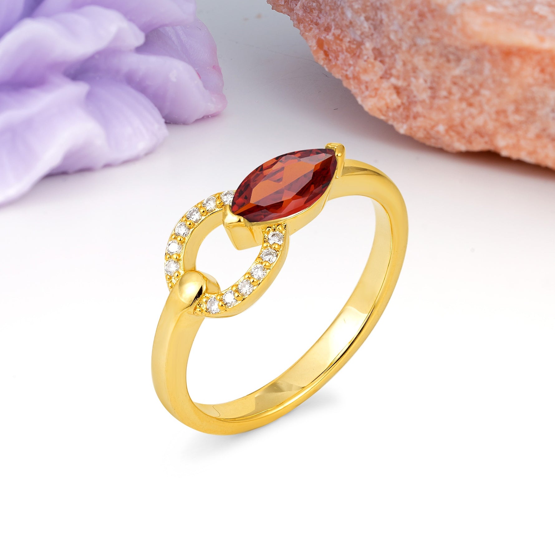 Unique 2-Prong Marquise Cut Garnet Engagement Ring - Additional view