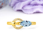 Unique 2-Prong Marquise Cut Aquamarine Engagement Ring - Additional view
