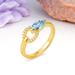 Unique 2-Prong Marquise Cut Aquamarine Engagement Ring - Additional view