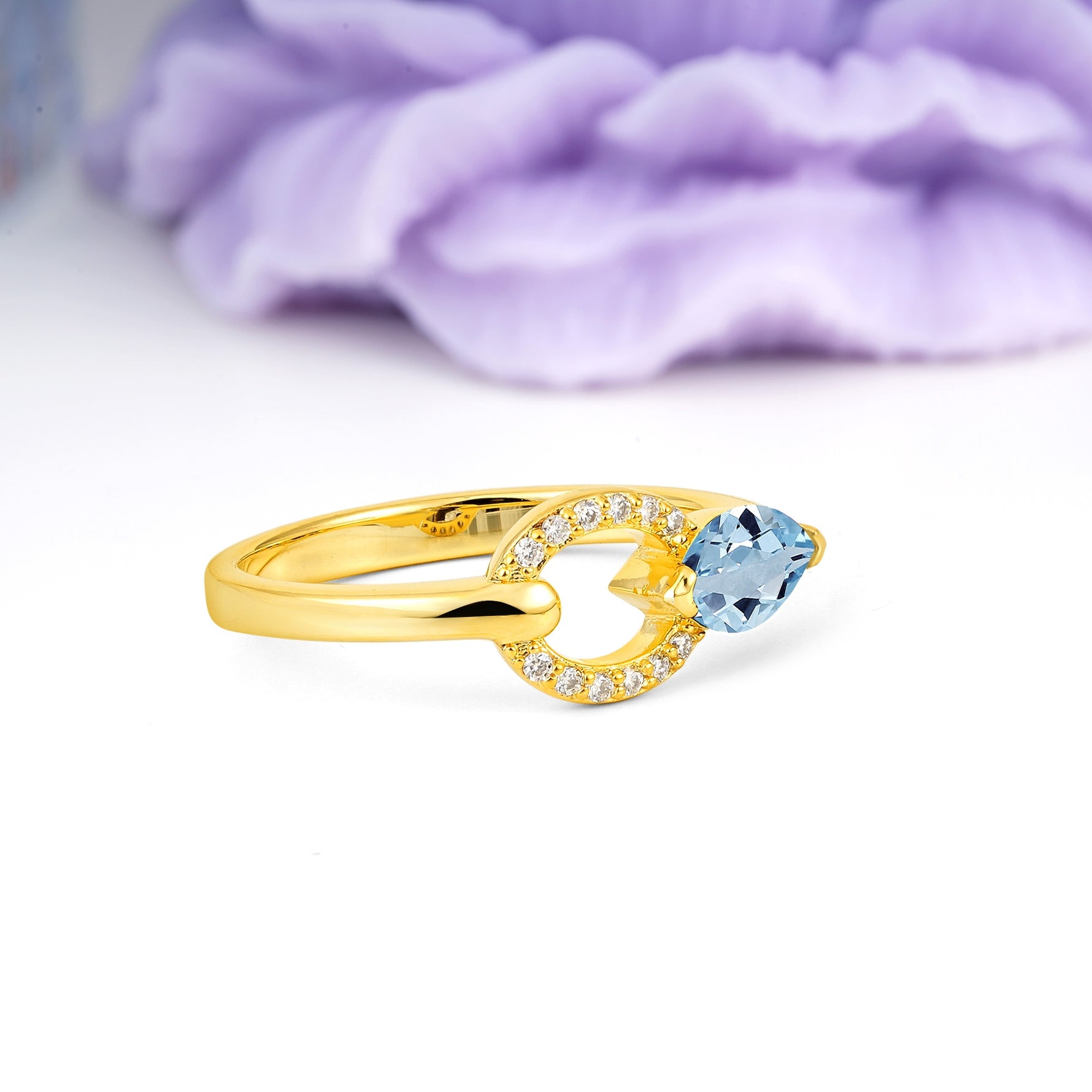 Unique 2-Prong Marquise Cut Aquamarine Engagement Ring - Additional view