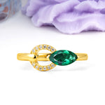 Unique 2-Prong Marquise Cut Emerald Engagement Ring - Additional view