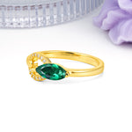 Unique 2-Prong Marquise Cut Emerald Engagement Ring - Additional view