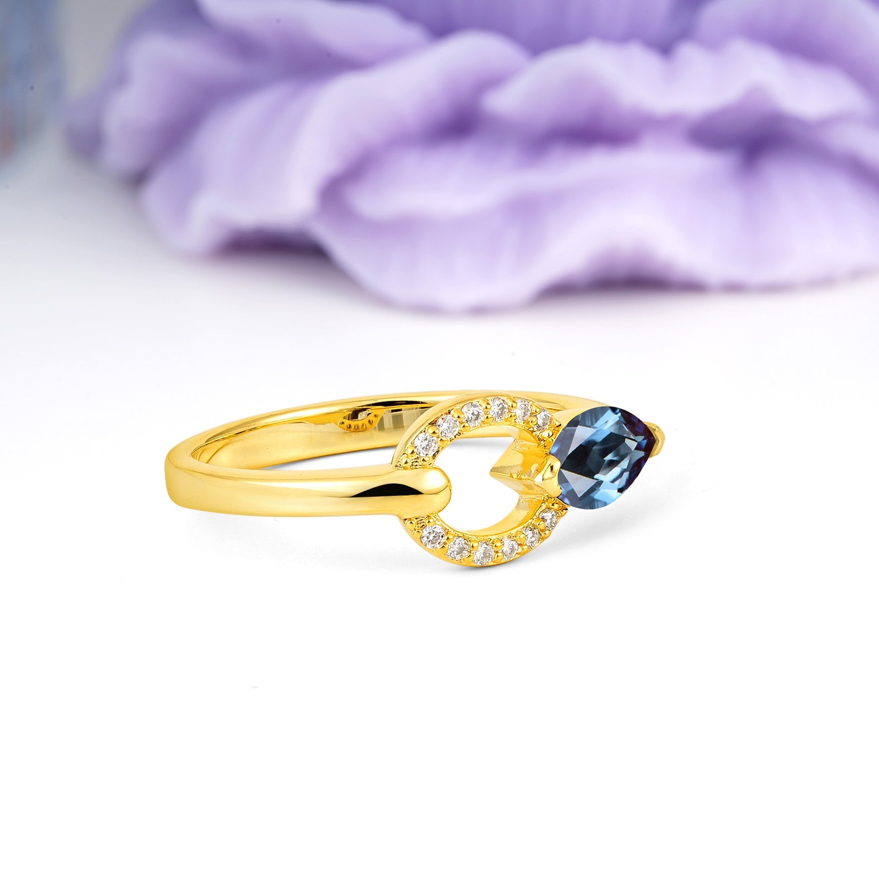 Unique 2-Prong Marquise Cut Alexandrite Engagement Ring - Additional view