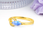 Unique 2-Prong Marquise Cut Moonstone Engagement Ring - Additional view