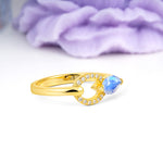 Unique 2-Prong Marquise Cut Moonstone Engagement Ring - Additional view