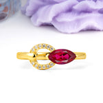 Unique 2-Prong Marquise Cut Ruby Engagement Ring - Additional view
