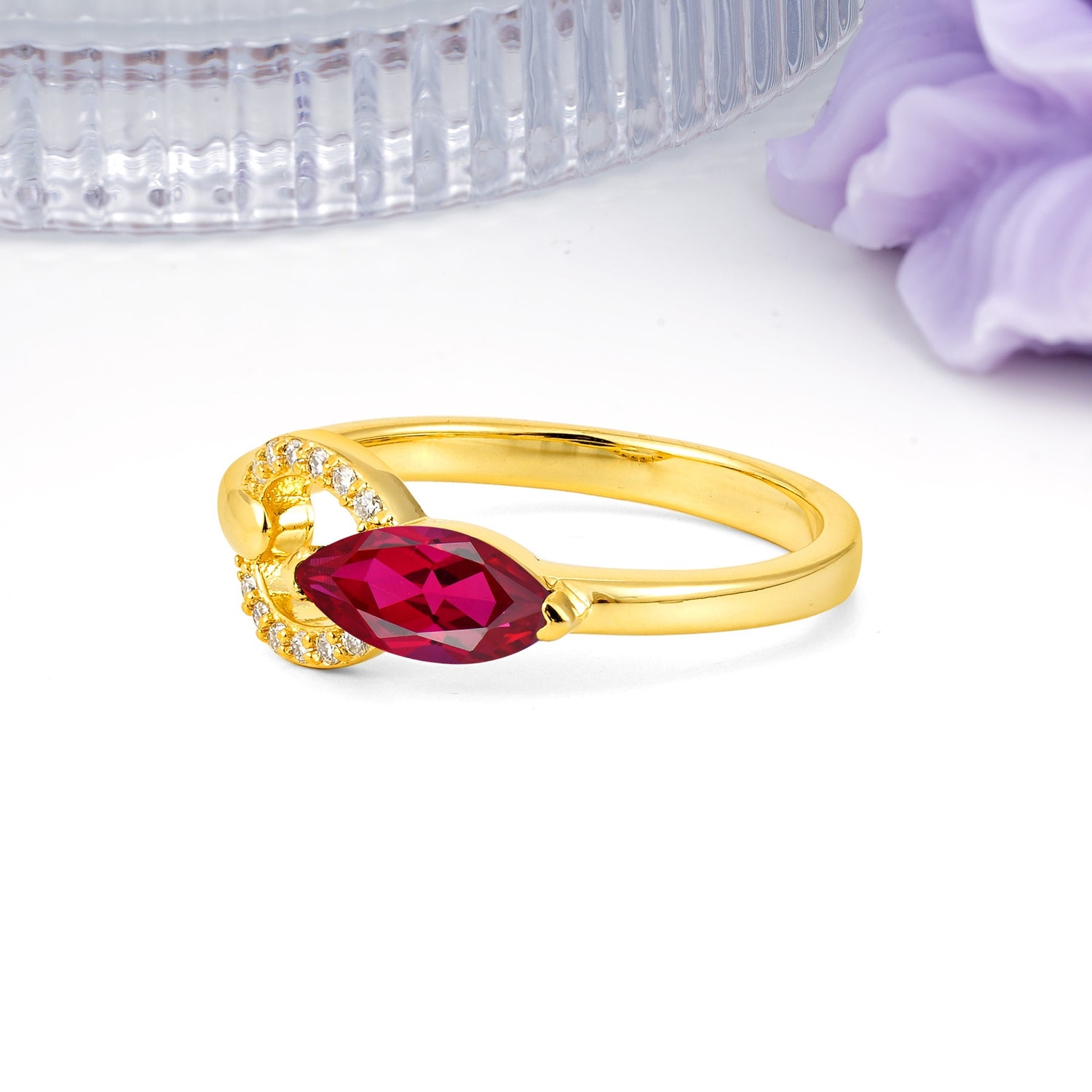 Unique 2-Prong Marquise Cut Ruby Engagement Ring - Additional view
