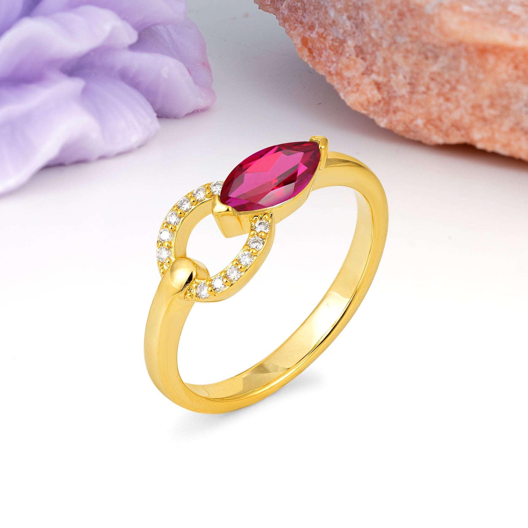 Unique 2-Prong Marquise Cut Ruby Engagement Ring - Additional view