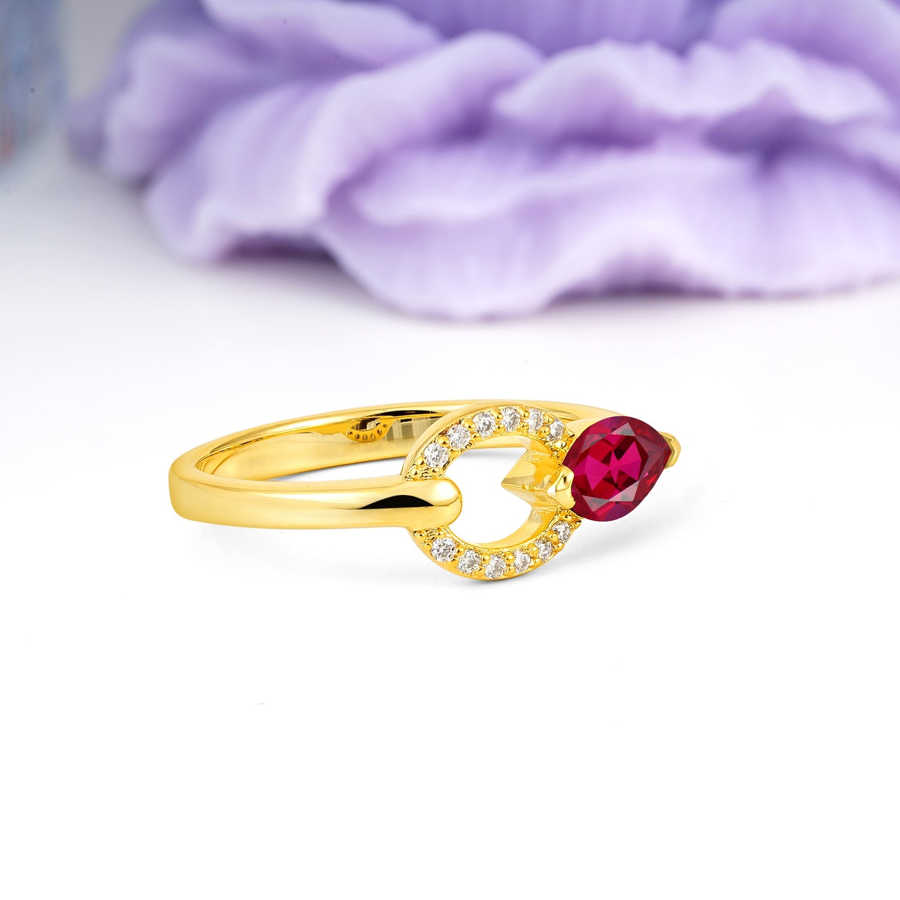 Unique 2-Prong Marquise Cut Ruby Engagement Ring - Additional view