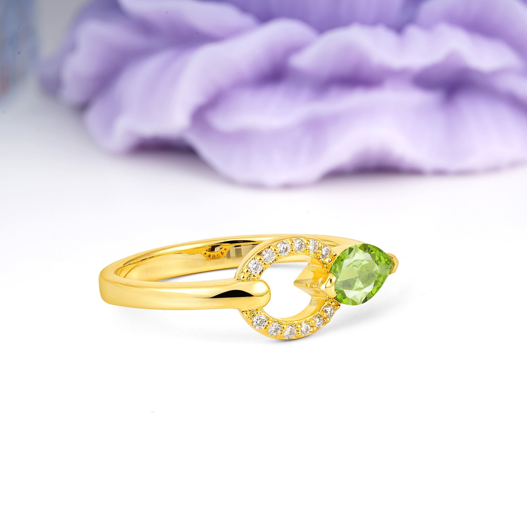 Unique 2-Prong Marquise Cut Peridot Engagement Ring - Additional view