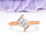 Unique Twisted 4 Prong Round Cut Moissanite Engagement Ring - Additional view