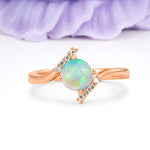 Unique Twisted 4 Prong Round Cut Fire Opal Engagement Ring - Additional view
