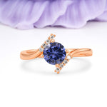 Unique Twisted 4 Prong Round Cut Tanzanite Engagement Ring - Additional view
