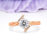 Unique Twisted 4 Prong Round Cut Lab Diamond Engagement Ring - Additional view