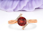 Unique Twisted 4 Prong Round Cut Garnet Engagement Ring - Additional view