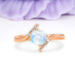 Unique Twisted 4 Prong Round Cut Moonstone Engagement Ring - Additional view