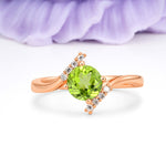 Unique Twisted 4 Prong Round Cut Peridot Engagement Ring - Additional view