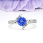 Unique Twisted 4 Prong Round Cut Sapphire Engagement Ring - Additional view