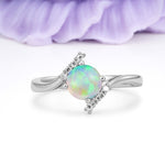 Unique Twisted 4 Prong Round Cut Fire Opal Engagement Ring - Additional view