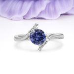 Unique Twisted 4 Prong Round Cut Tanzanite Engagement Ring - Additional view