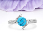 Unique Twisted 4 Prong Round Cut Turquoise Engagement Ring - Additional view