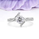 Unique Twisted 4 Prong Round Cut Lab Diamond Engagement Ring - Additional view