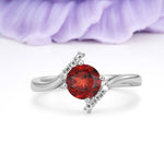 Unique Twisted 4 Prong Round Cut Garnet Engagement Ring - Additional view