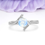Unique Twisted 4 Prong Round Cut Moonstone Engagement Ring - Additional view