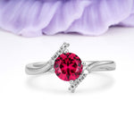 Unique Twisted 4 Prong Round Cut Ruby Engagement Ring - Additional view