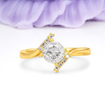 Unique Twisted 4 Prong Round Cut Moissanite Engagement Ring - Additional view