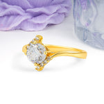 Unique Twisted 4 Prong Round Cut Moissanite Engagement Ring - Additional view