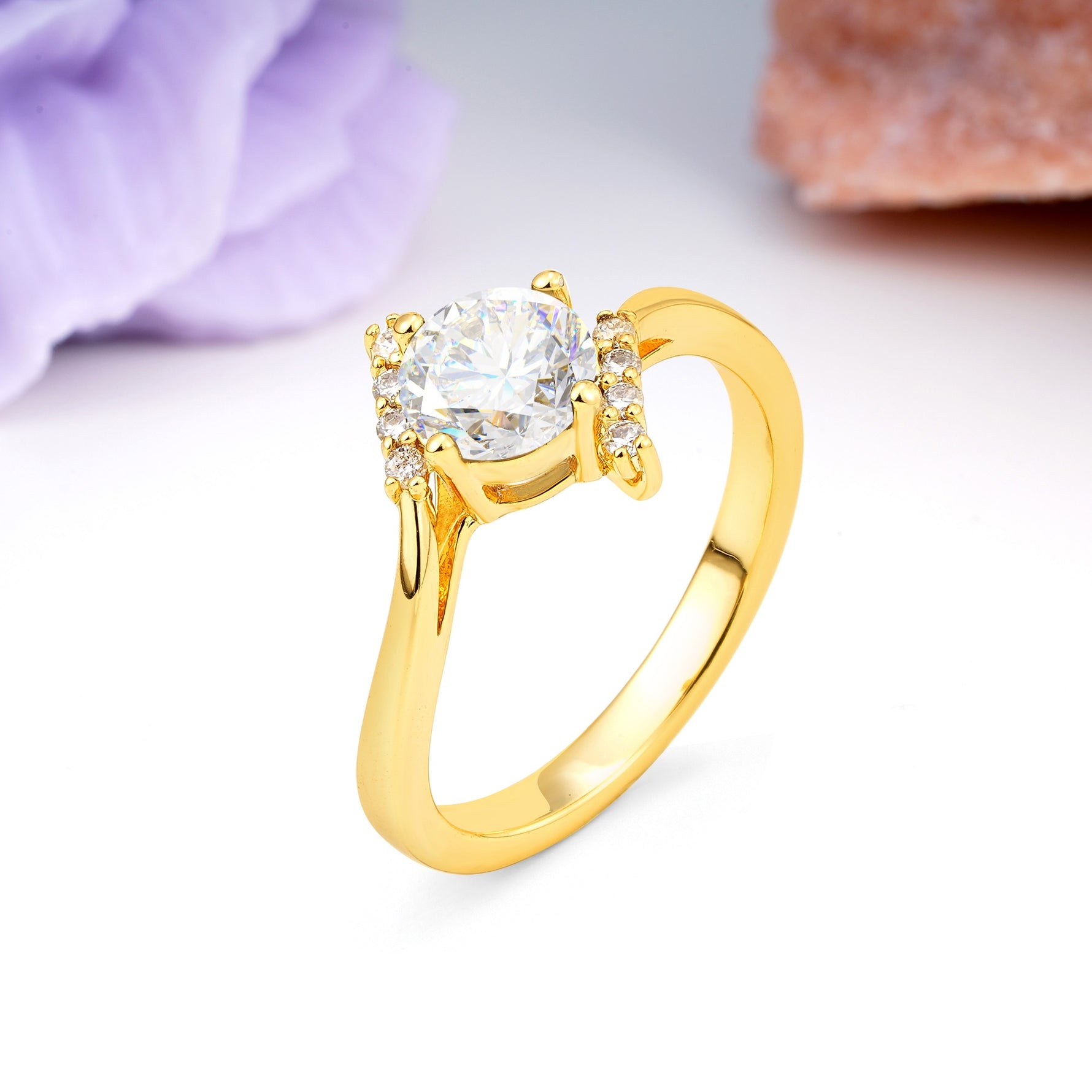 Unique Twisted 4 Prong Round Cut Moissanite Engagement Ring - Additional view