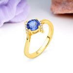 Unique Twisted 4 Prong Round Cut Sapphire Engagement Ring - Additional view