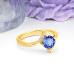 Unique Twisted 4 Prong Round Cut Sapphire Engagement Ring - Additional view