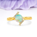 Unique Twisted 4 Prong Round Cut Fire Opal Engagement Ring - Additional view
